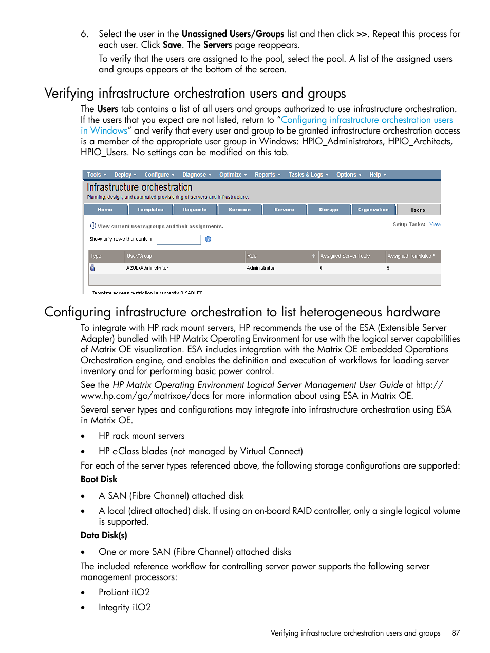 HP Matrix Operating Environment Software User Manual | Page 87 / 264