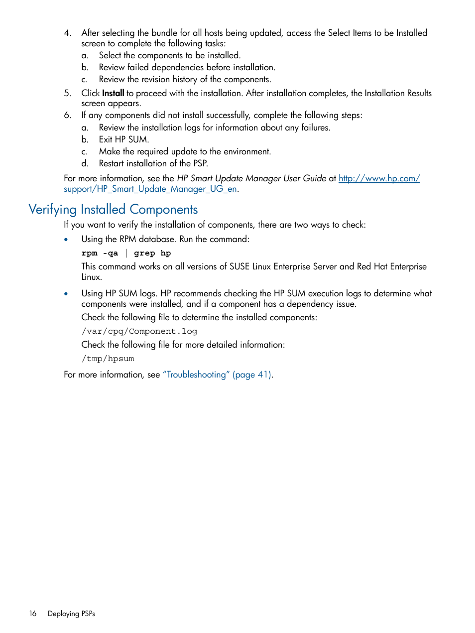 Verifying installed components | HP ProLiant Support Pack (User Guide) User Manual | Page 16 / 51