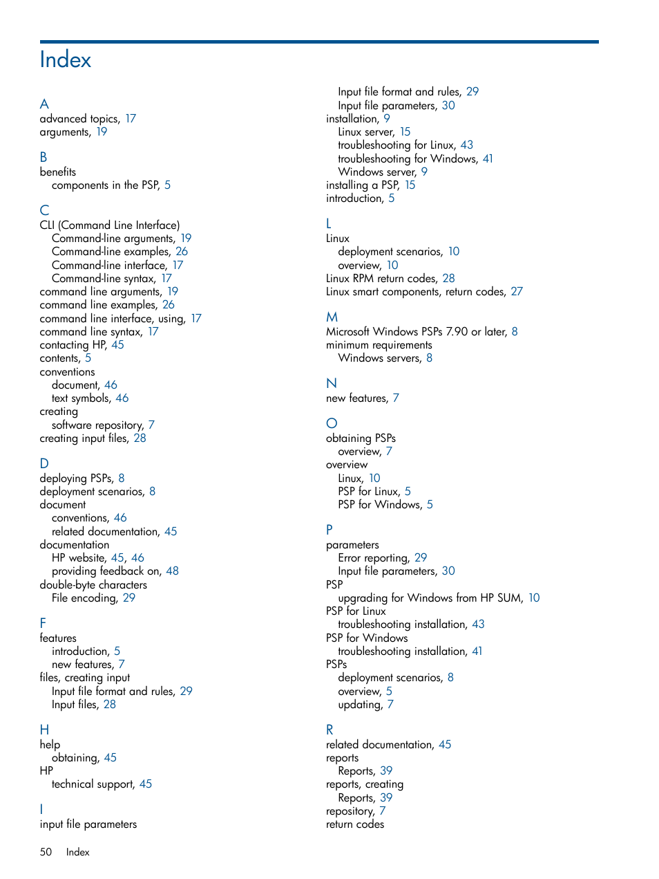 Index | HP ProLiant Support Pack (User Guide) User Manual | Page 50 / 51