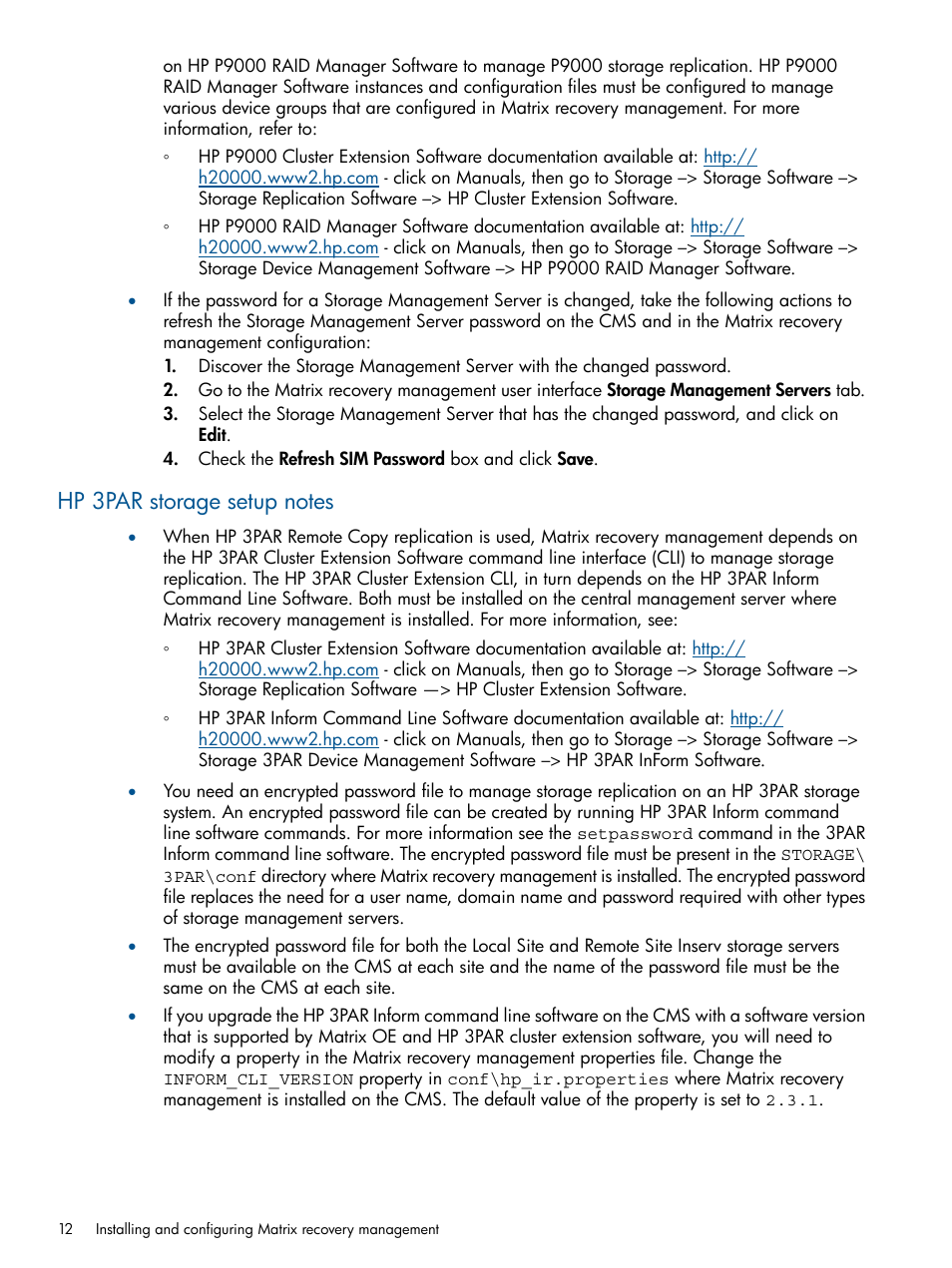 Hp 3par storage setup notes | HP Matrix Operating Environment Software User Manual | Page 12 / 58