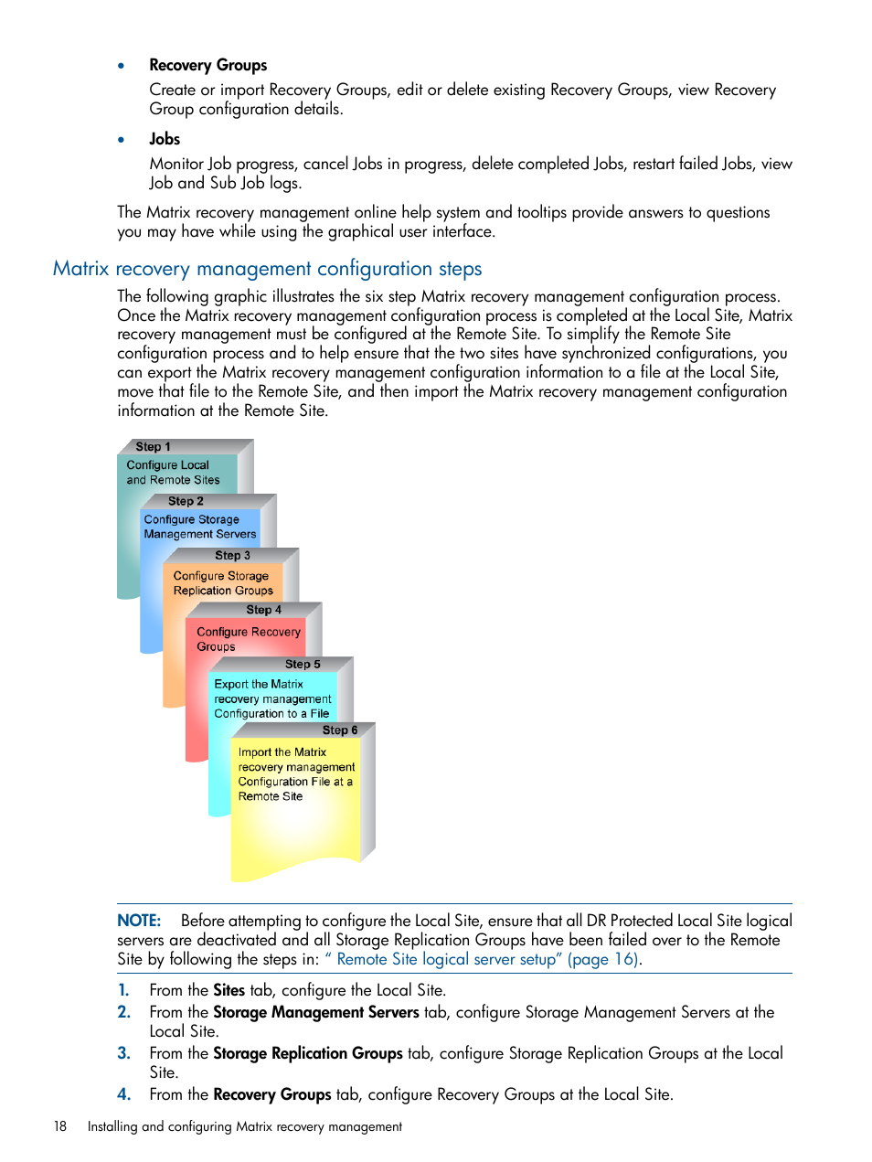 Matrix recovery management configuration steps | HP Matrix Operating Environment Software User Manual | Page 18 / 58