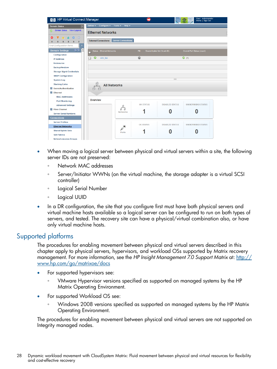 Supported platforms | HP Matrix Operating Environment Software User Manual | Page 28 / 58