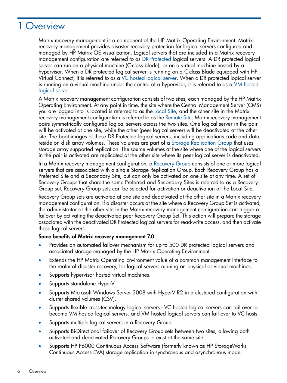 1 overview | HP Matrix Operating Environment Software User Manual | Page 6 / 58