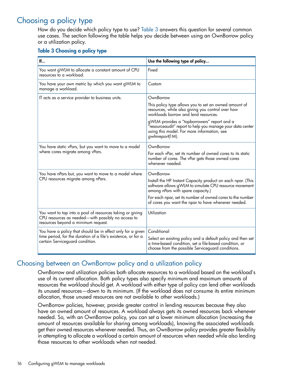 Choosing a policy type | HP Matrix Operating Environment Software User Manual | Page 16 / 67