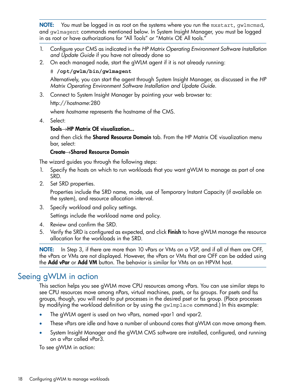 Seeing gwlm in action | HP Matrix Operating Environment Software User Manual | Page 18 / 67