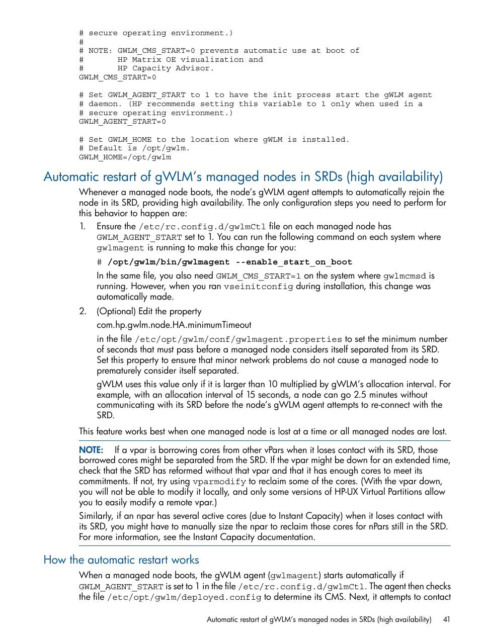 How the automatic restart works | HP Matrix Operating Environment Software User Manual | Page 41 / 67