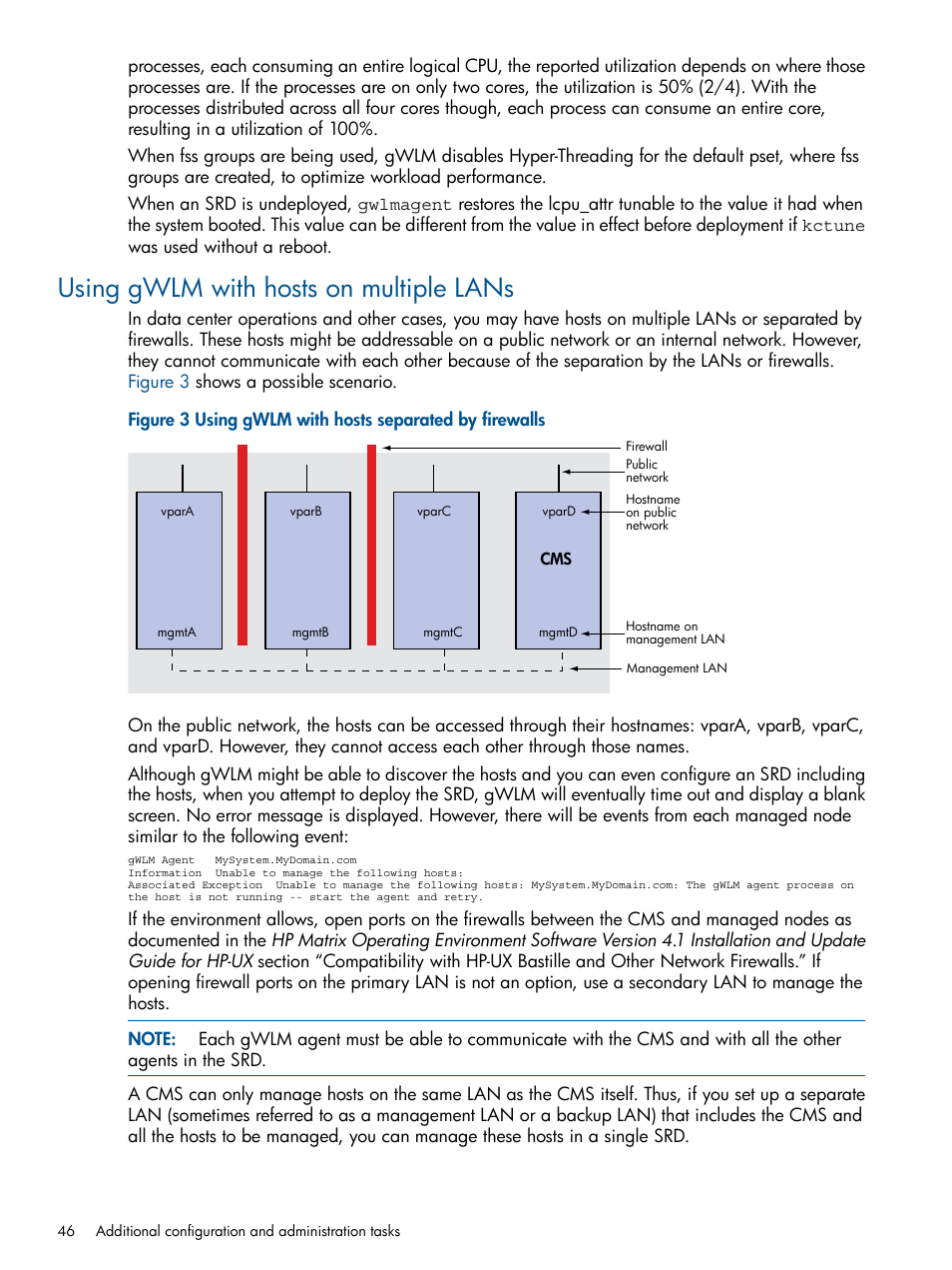 Using gwlm with hosts on multiple lans | HP Matrix Operating Environment Software User Manual | Page 46 / 67