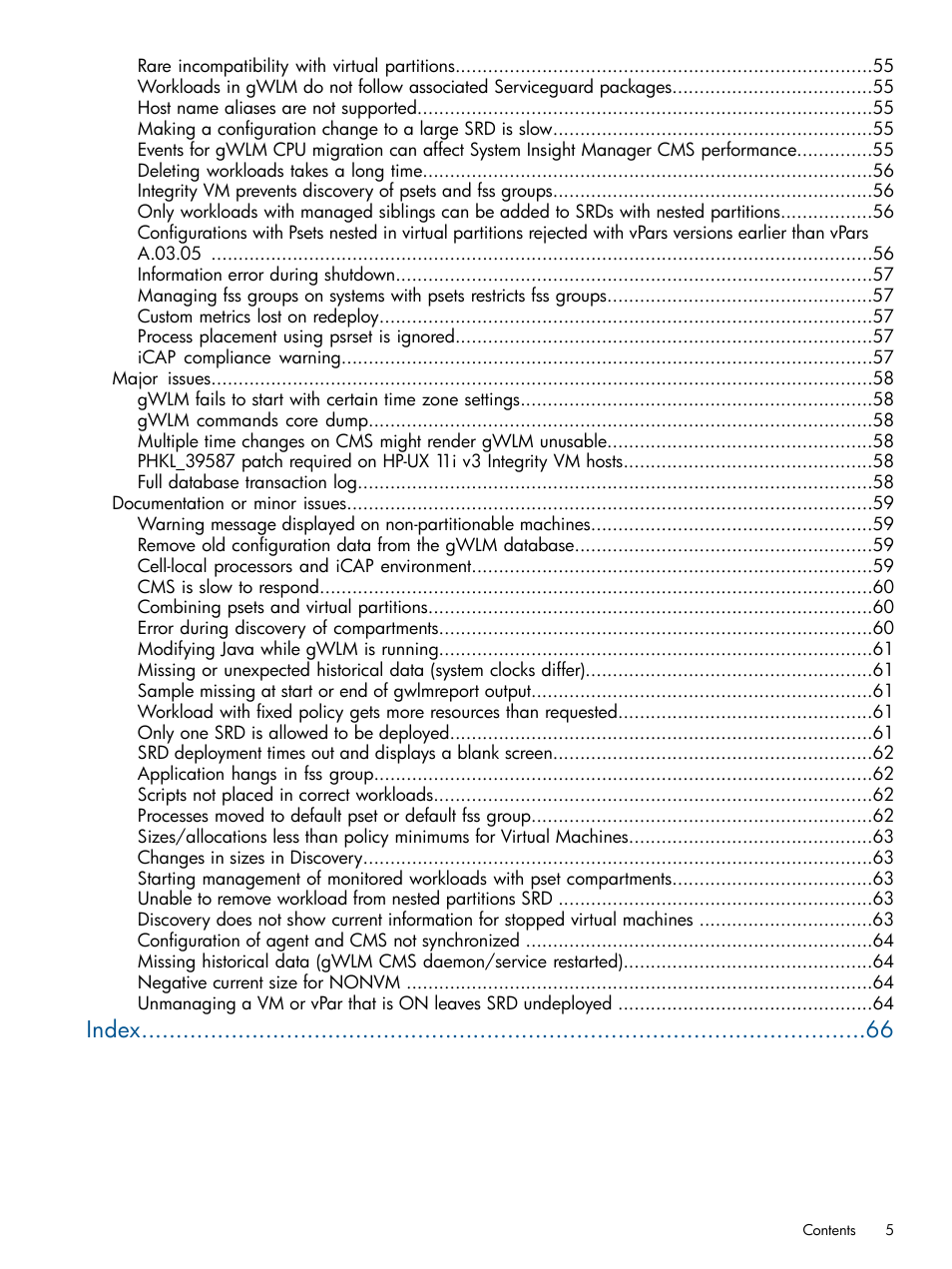 Index | HP Matrix Operating Environment Software User Manual | Page 5 / 67