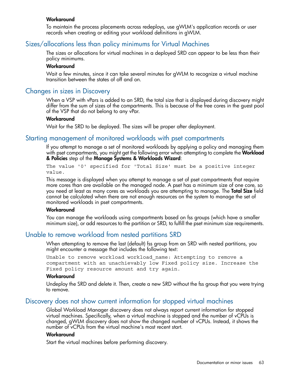 Changes in sizes in discovery | HP Matrix Operating Environment Software User Manual | Page 63 / 67