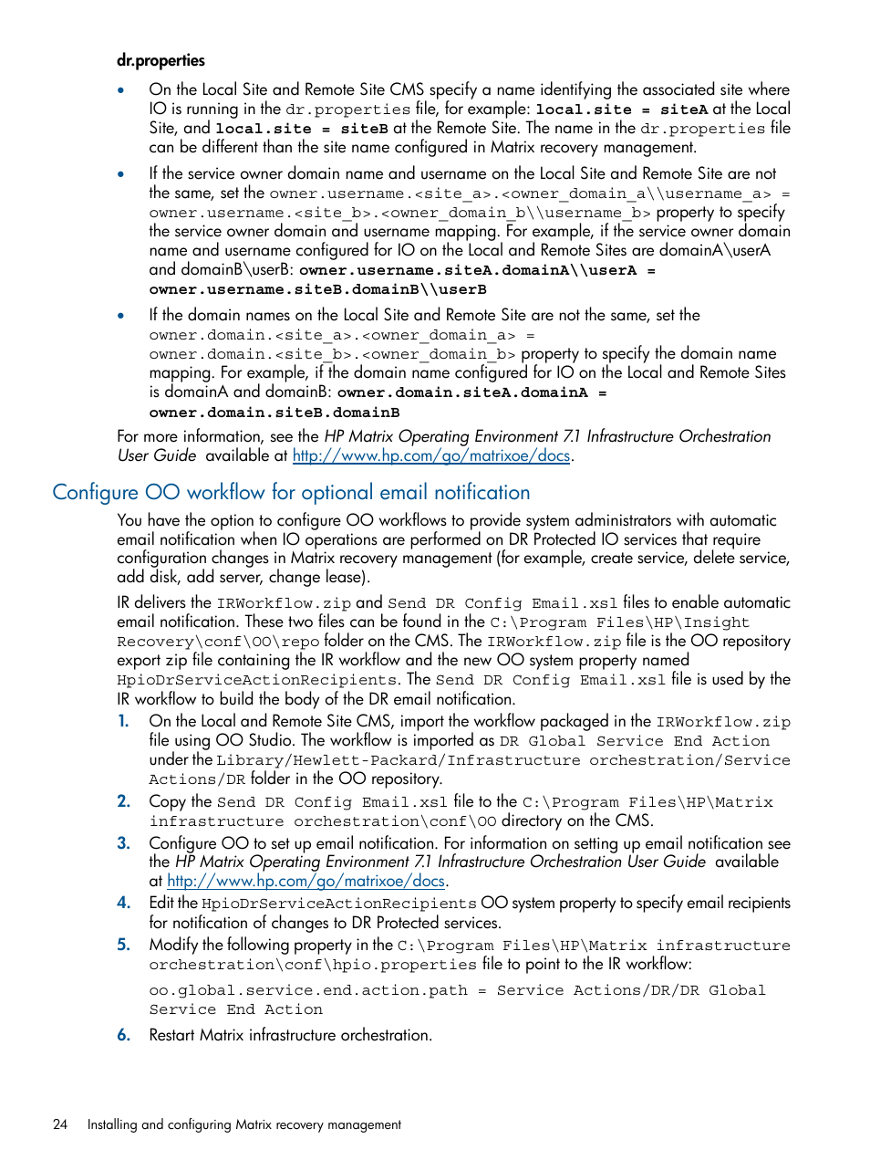 Configure oo workflow for optional | HP Matrix Operating Environment Software User Manual | Page 24 / 71