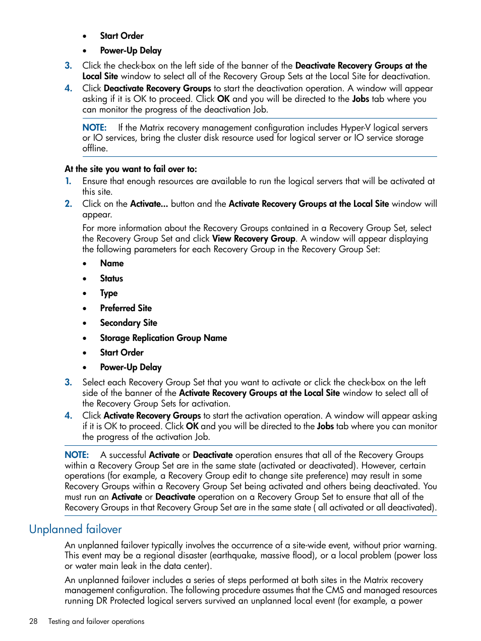 Unplanned failover | HP Matrix Operating Environment Software User Manual | Page 28 / 71