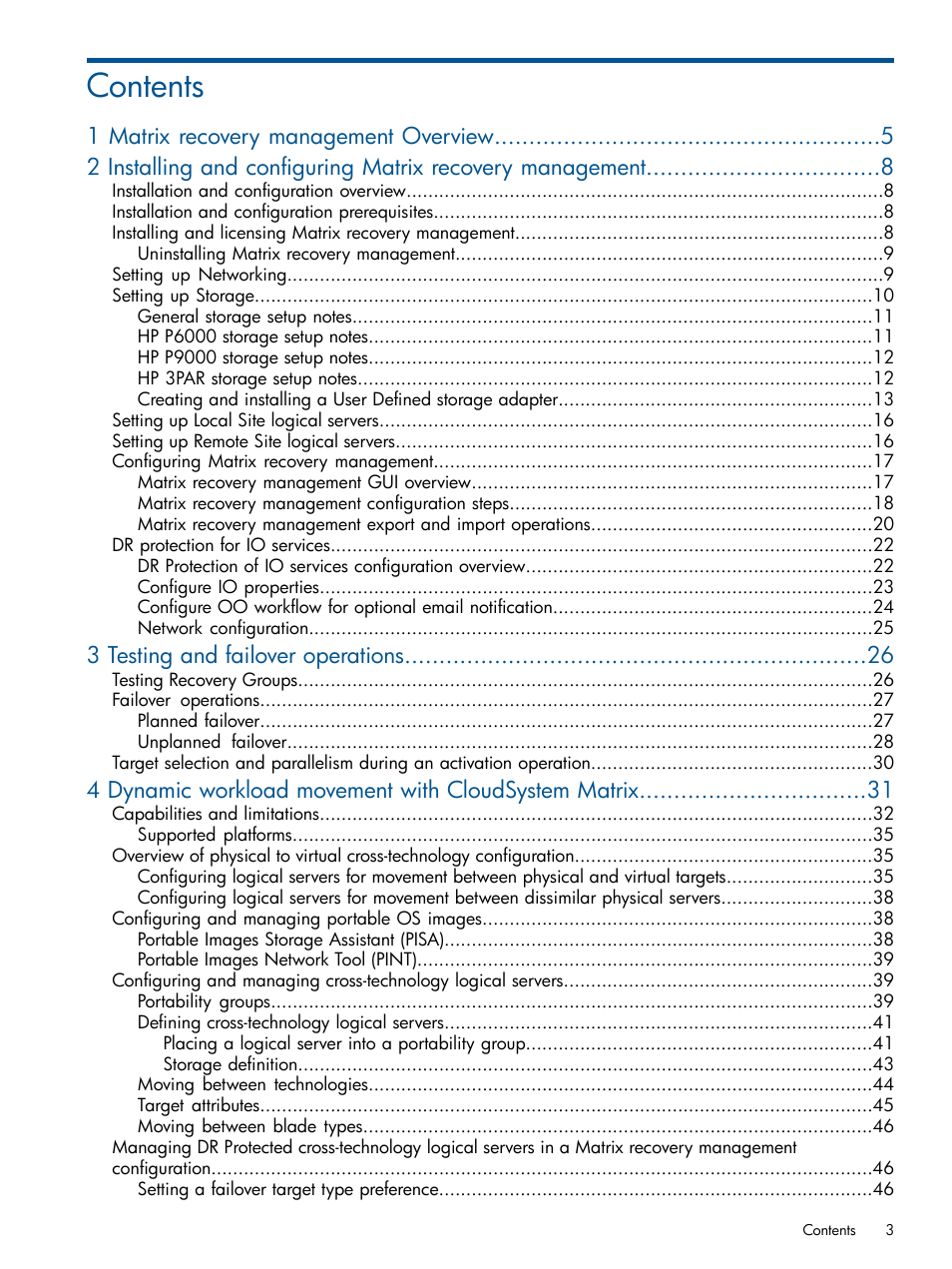 HP Matrix Operating Environment Software User Manual | Page 3 / 71