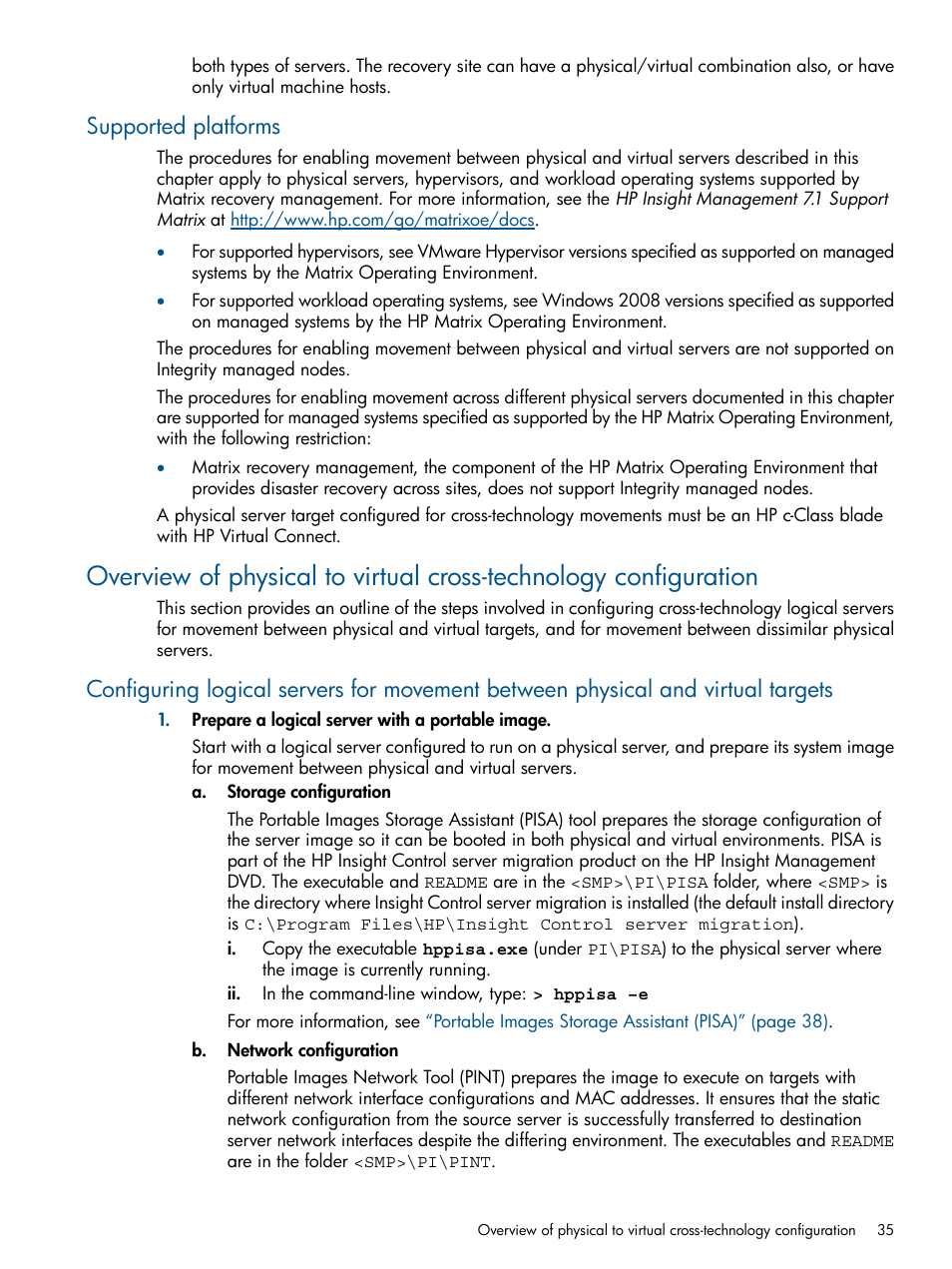 Supported platforms | HP Matrix Operating Environment Software User Manual | Page 35 / 71