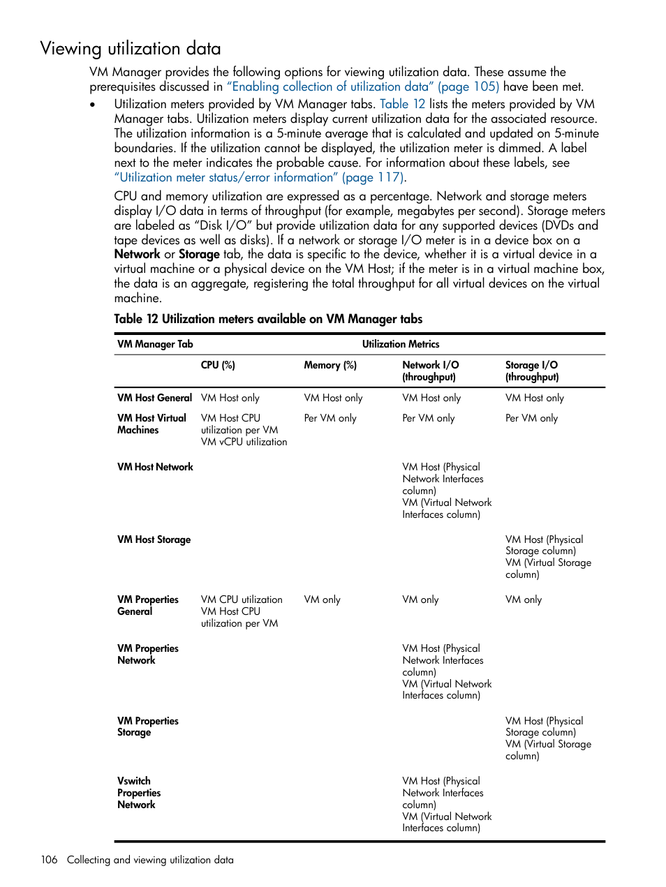 Viewing utilization data | HP Matrix Operating Environment Software User Manual | Page 106 / 128