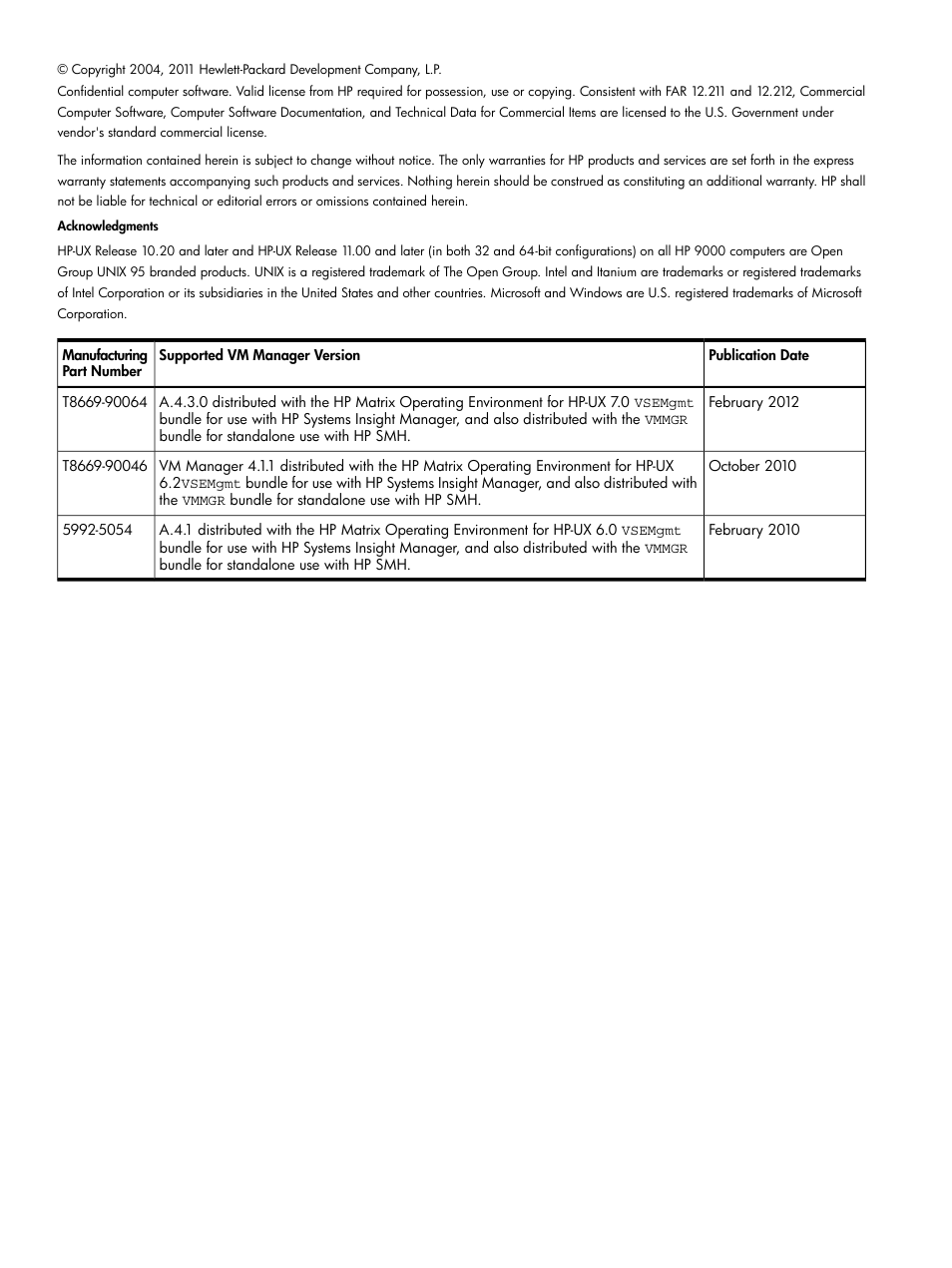 HP Matrix Operating Environment Software User Manual | Page 2 / 128