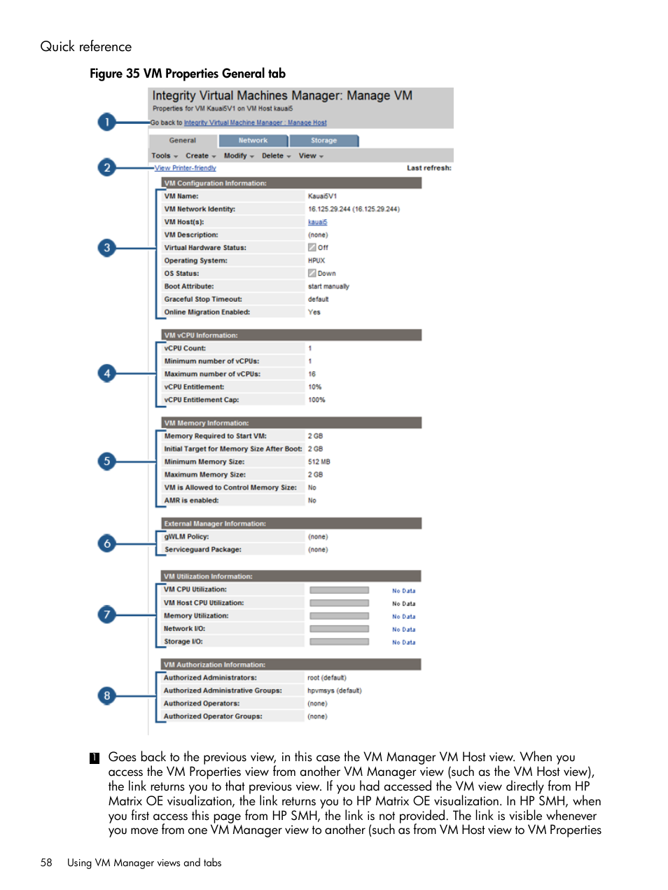 Quick reference | HP Matrix Operating Environment Software User Manual | Page 58 / 128