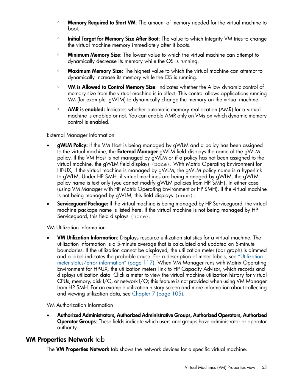 Vm properties network tab | HP Matrix Operating Environment Software User Manual | Page 63 / 128