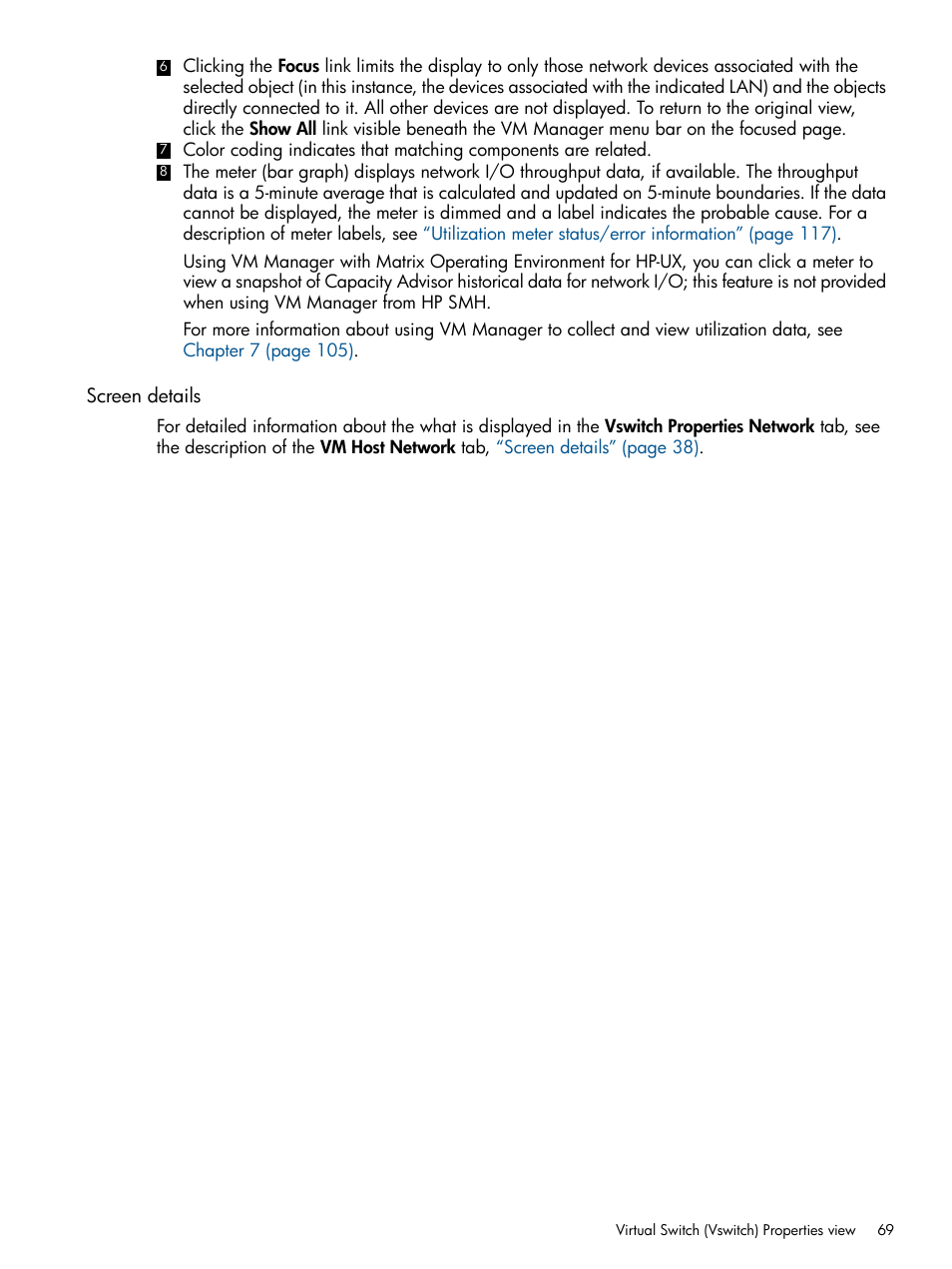 Screen details | HP Matrix Operating Environment Software User Manual | Page 69 / 128