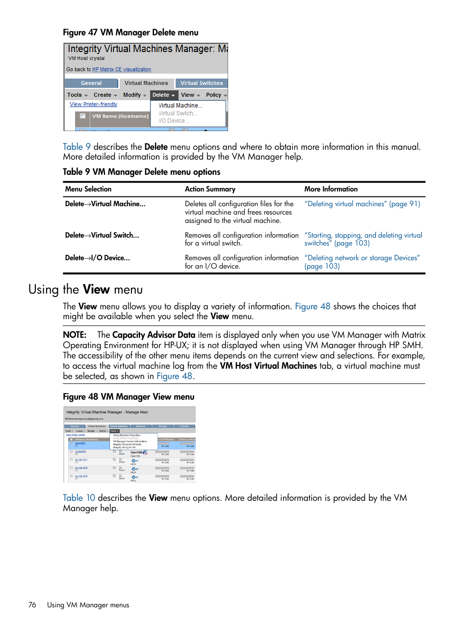 Using the view menu, Figure 47 | HP Matrix Operating Environment Software User Manual | Page 76 / 128