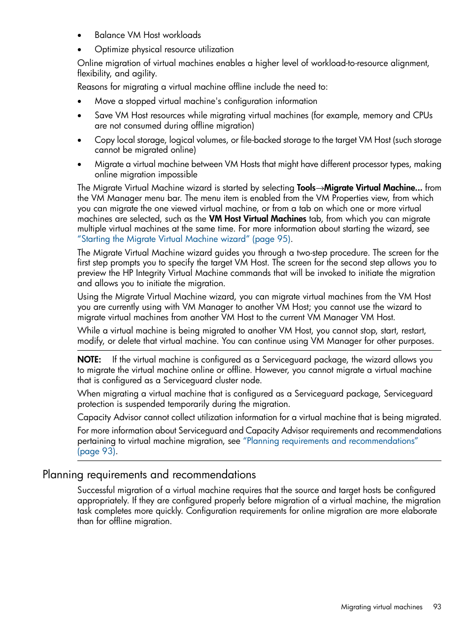 Planning requirements and recommendations | HP Matrix Operating Environment Software User Manual | Page 93 / 128