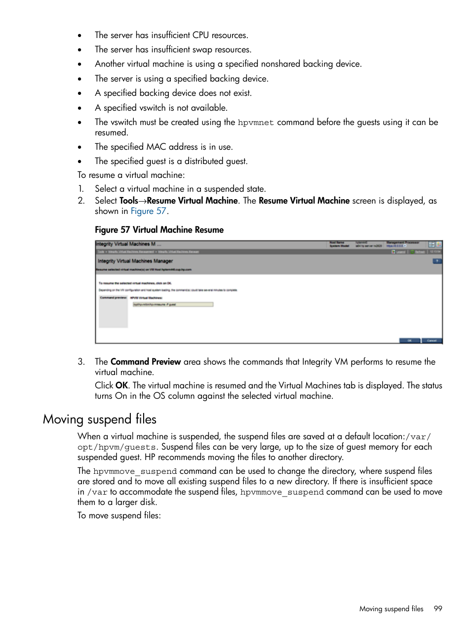 Moving suspend files | HP Matrix Operating Environment Software User Manual | Page 99 / 128
