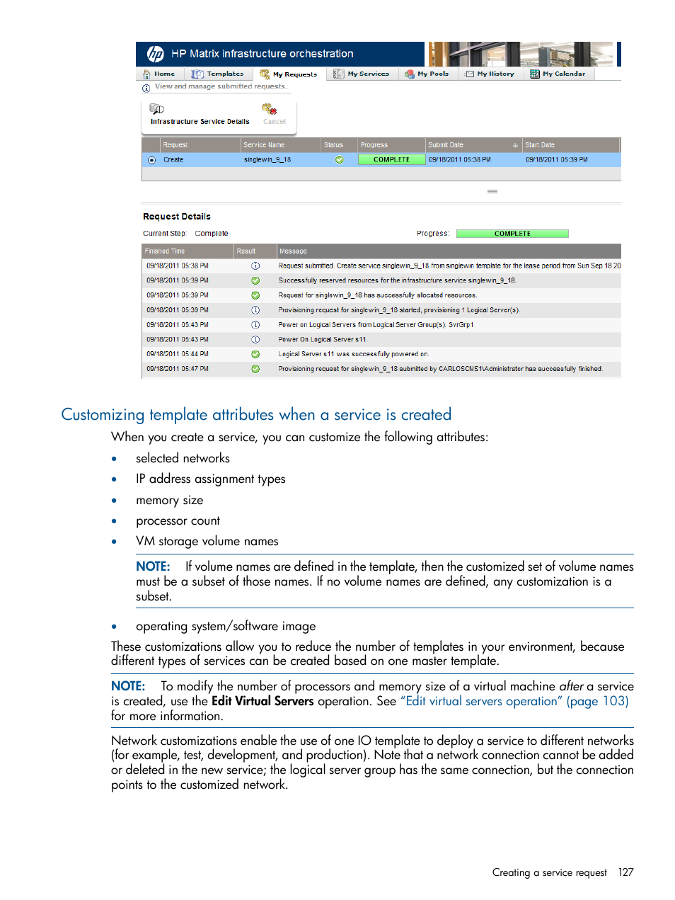 Customizing template attributes | HP Matrix Operating Environment Software User Manual | Page 127 / 232