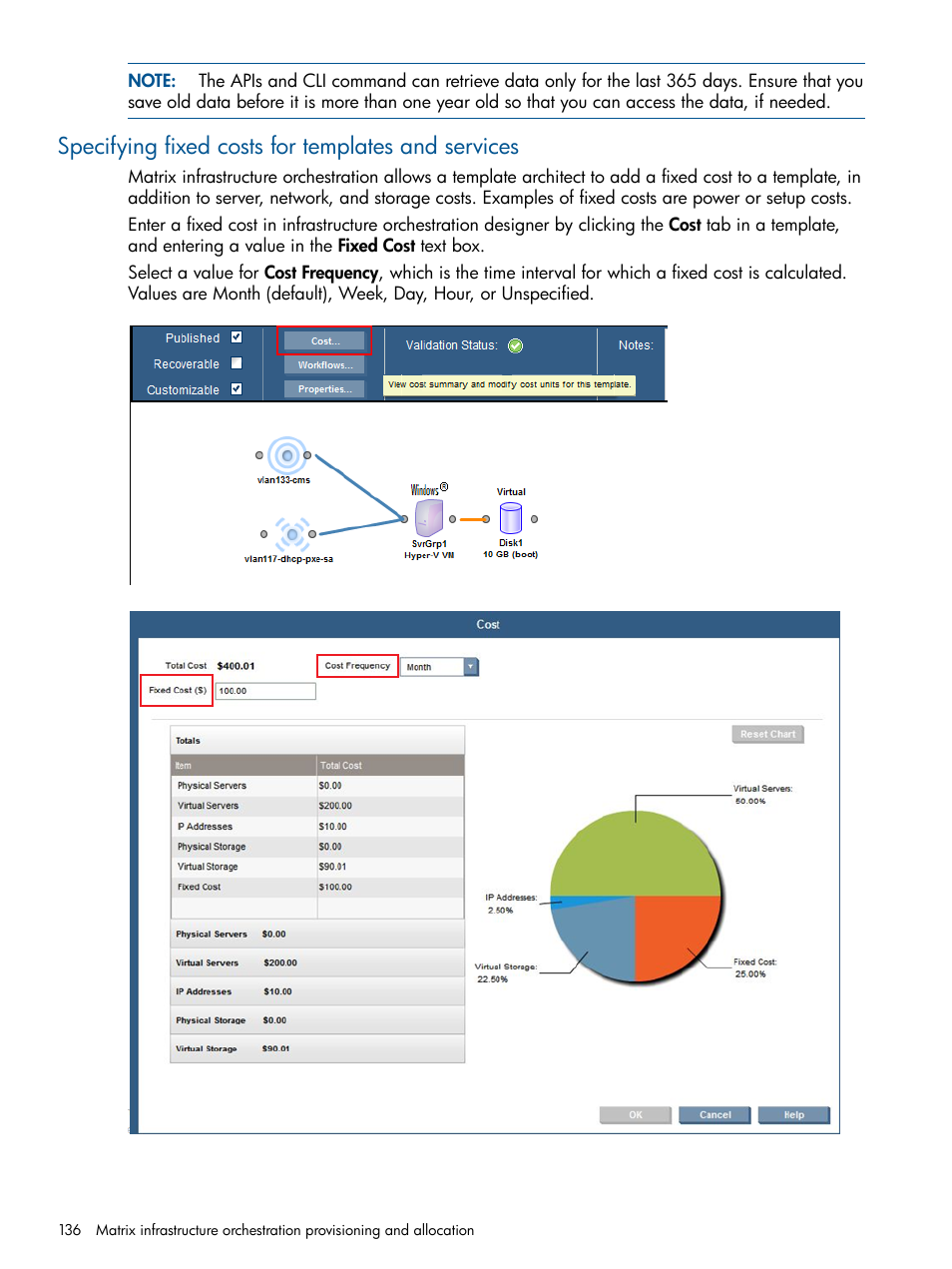 Specifying fixed costs for templates and services | HP Matrix Operating Environment Software User Manual | Page 136 / 232