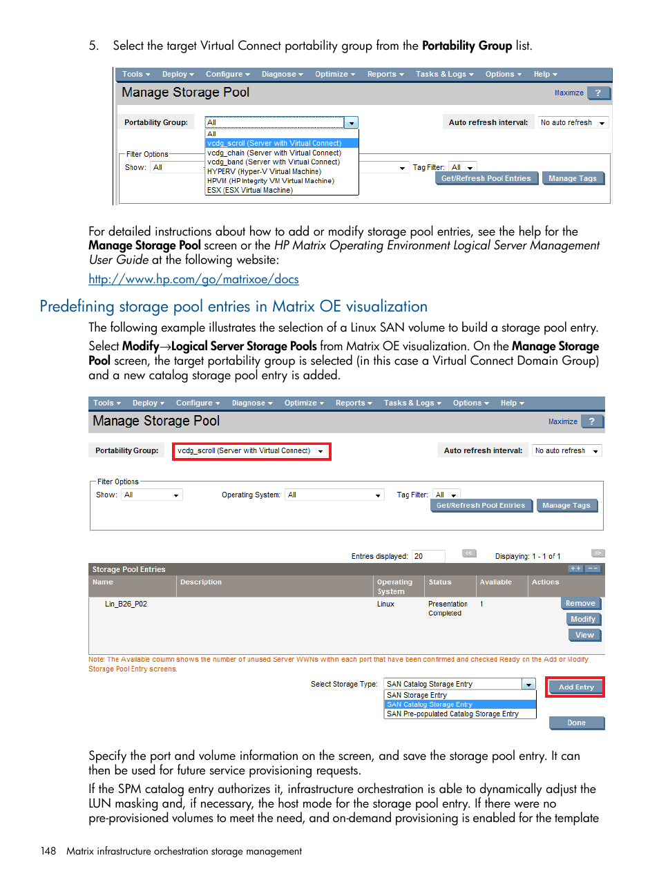 HP Matrix Operating Environment Software User Manual | Page 148 / 232