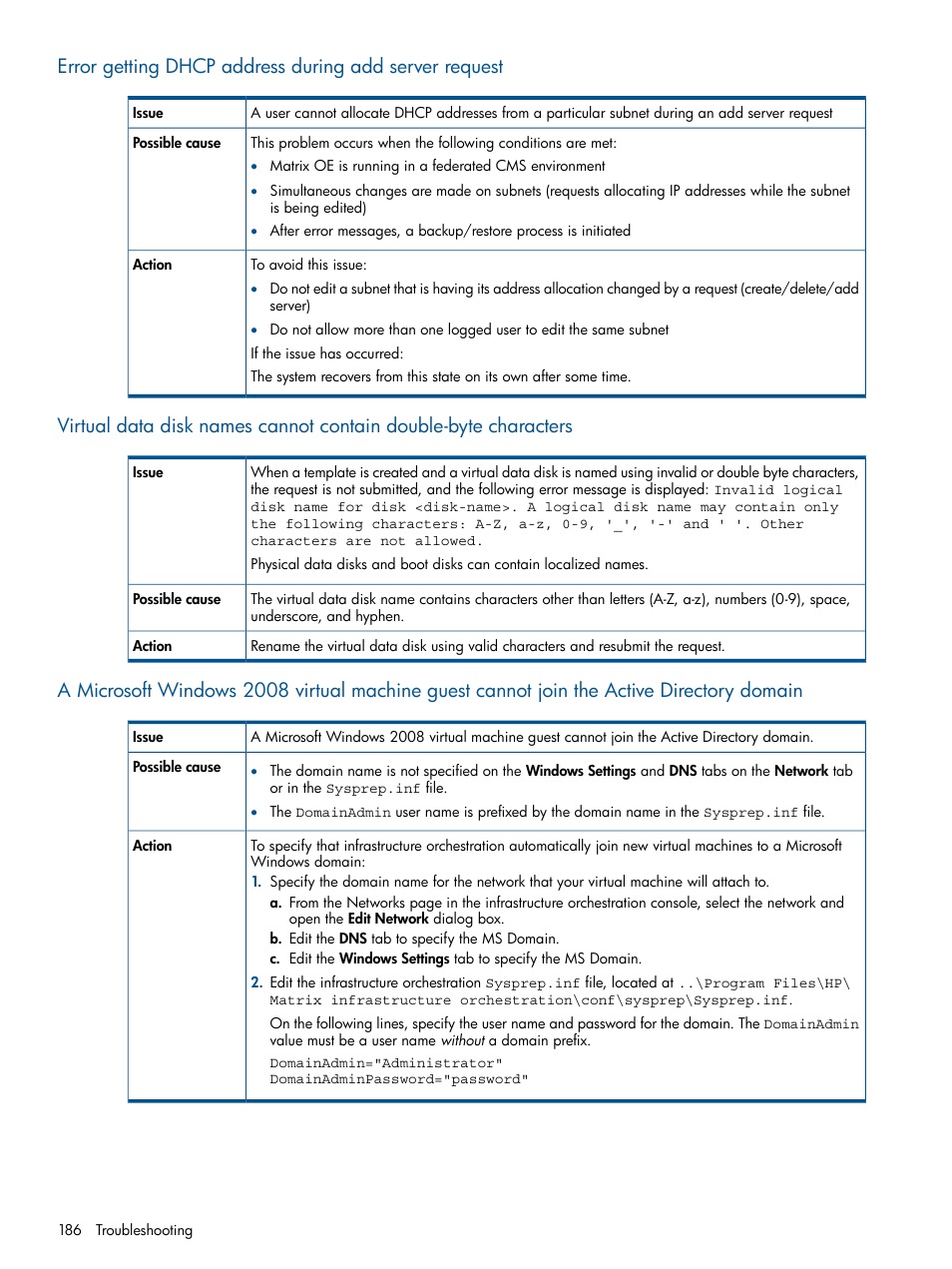 HP Matrix Operating Environment Software User Manual | Page 186 / 232