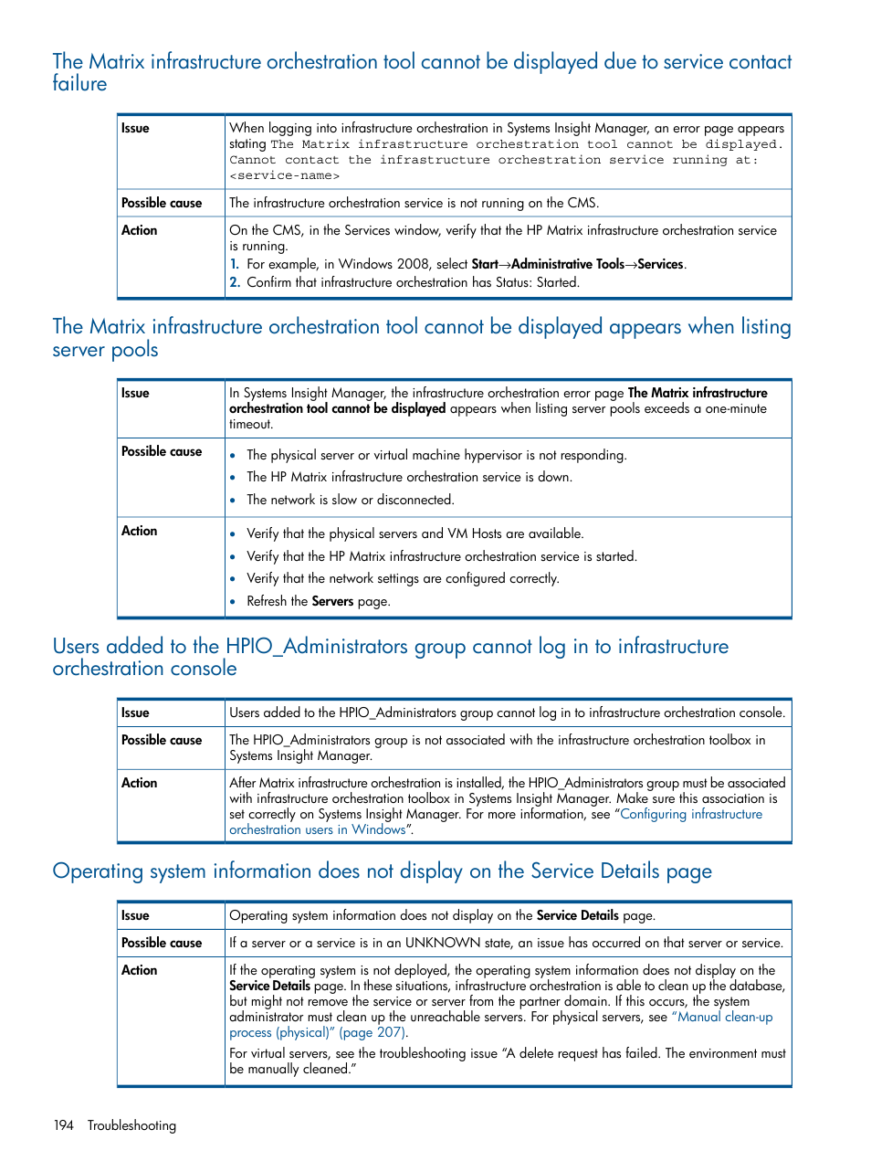 HP Matrix Operating Environment Software User Manual | Page 194 / 232