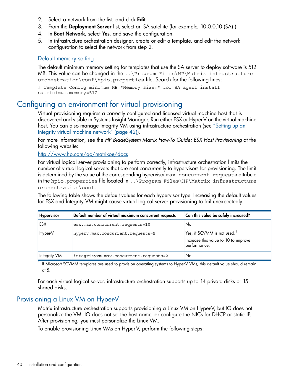 Provisioning a linux vm on hyper-v | HP Matrix Operating Environment Software User Manual | Page 40 / 232