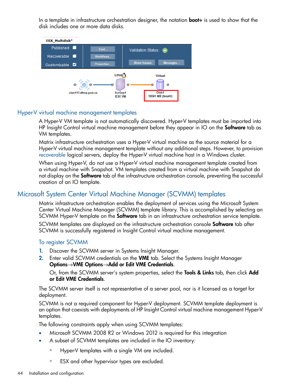 Hyper-v virtual machine management templates | HP Matrix Operating Environment Software User Manual | Page 44 / 232