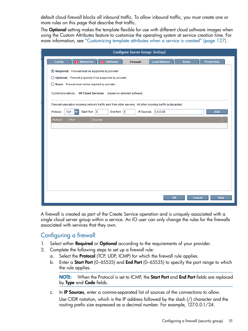 Configuring a firewall | HP Matrix Operating Environment Software User Manual | Page 51 / 232