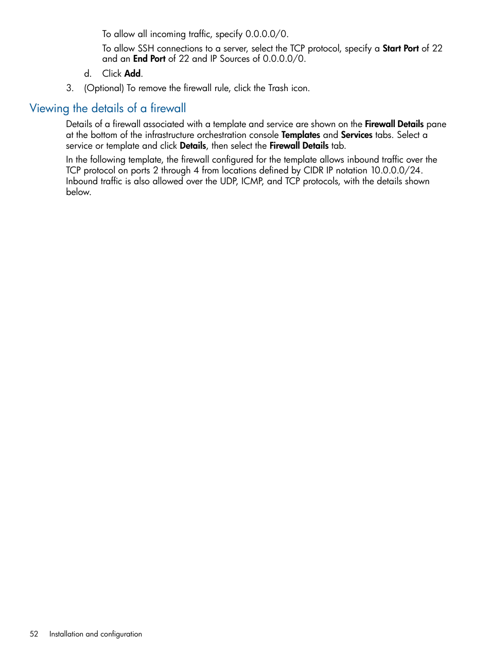 Viewing the details of a firewall | HP Matrix Operating Environment Software User Manual | Page 52 / 232