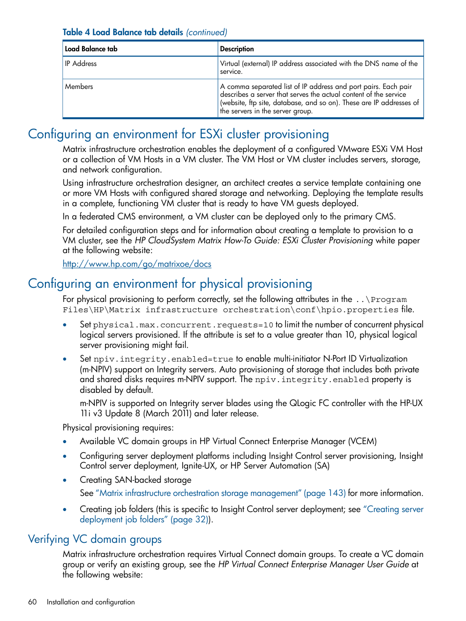Verifying vc domain groups | HP Matrix Operating Environment Software User Manual | Page 60 / 232