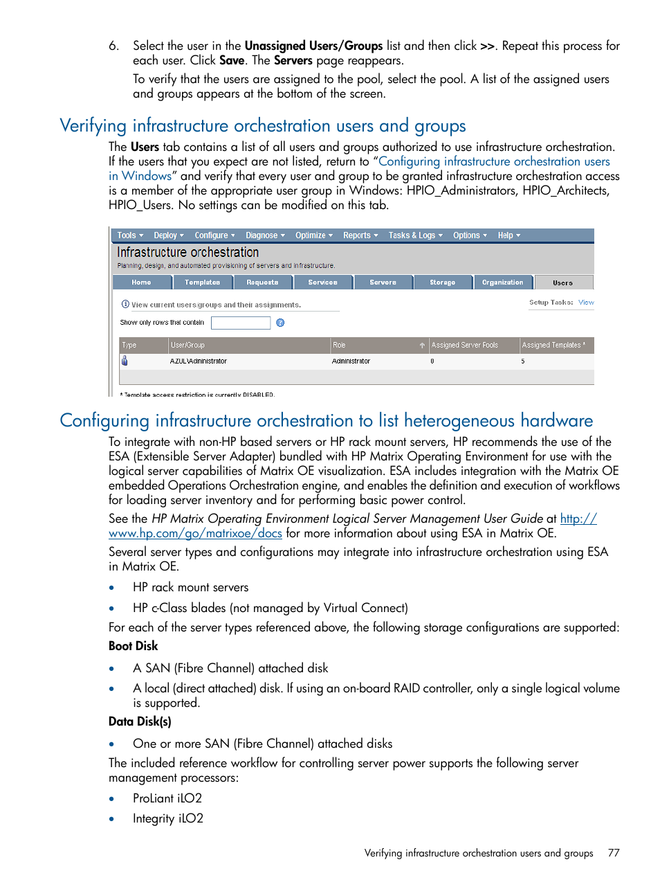 HP Matrix Operating Environment Software User Manual | Page 77 / 232