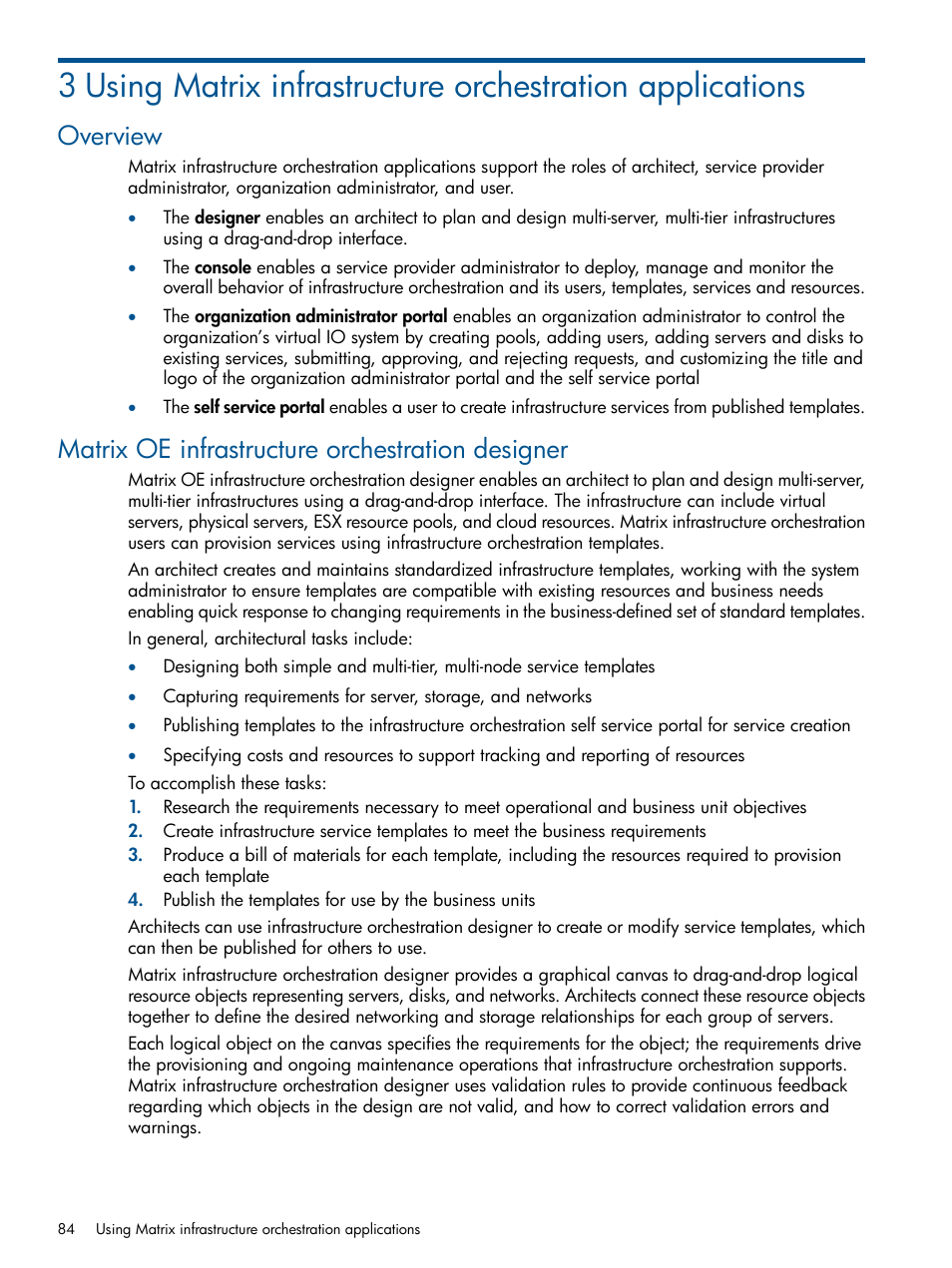 Overview, Matrix oe infrastructure orchestration designer | HP Matrix Operating Environment Software User Manual | Page 84 / 232