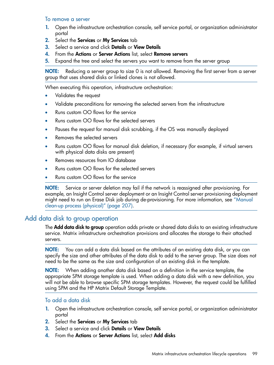 Add data disk to group operation | HP Matrix Operating Environment Software User Manual | Page 99 / 232