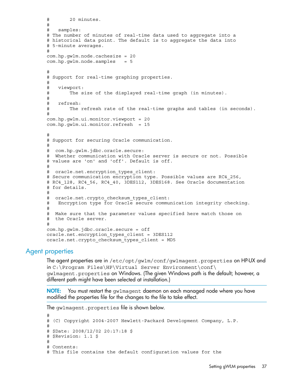 Agent properties | HP Matrix Operating Environment Software User Manual | Page 37 / 66