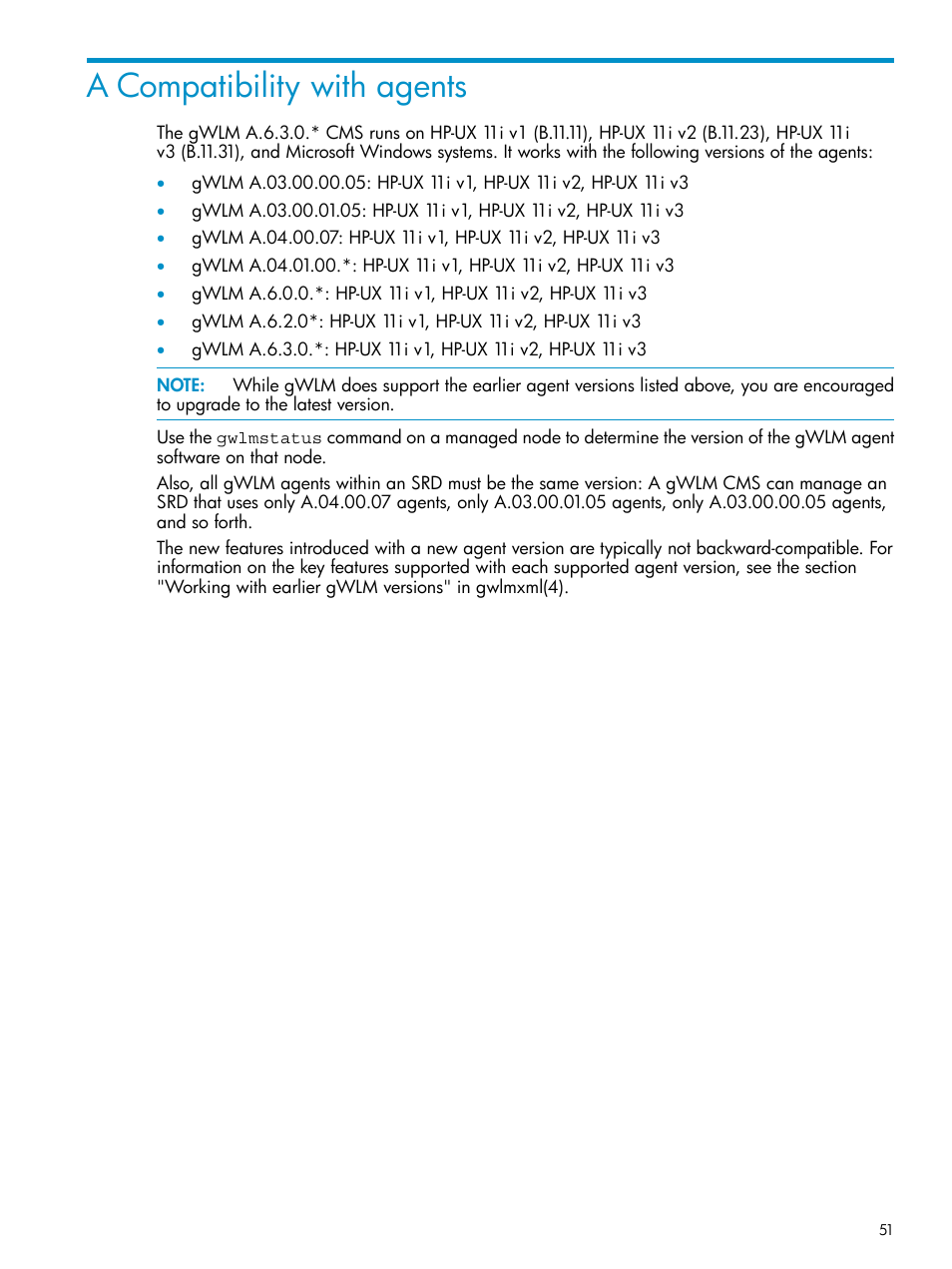 A compatibility with agents | HP Matrix Operating Environment Software User Manual | Page 51 / 66