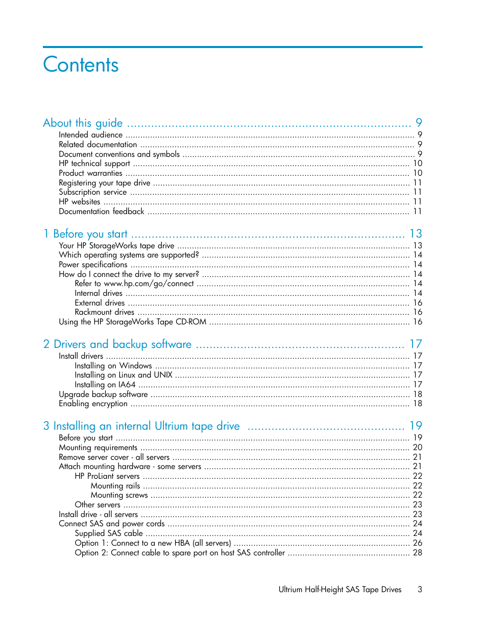 HP StoreEver Ultrium Tape Drives User Manual | Page 3 / 76