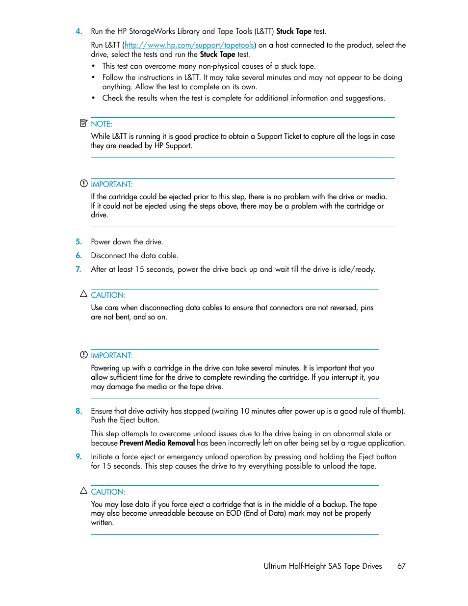 HP StoreEver Ultrium Tape Drives User Manual | Page 67 / 76