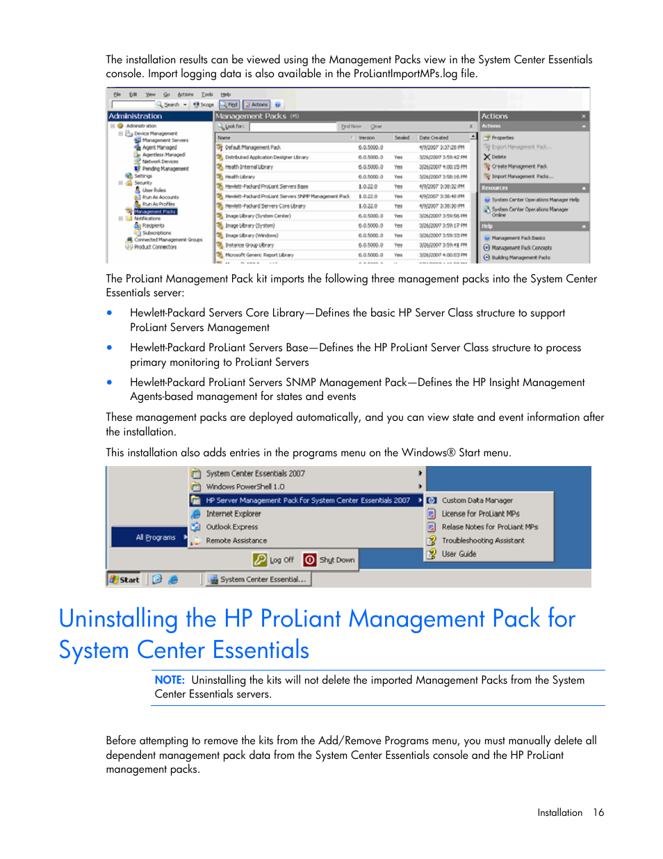 HP Server Management Packs for Microsoft System Center Essentials User Manual | Page 16 / 86