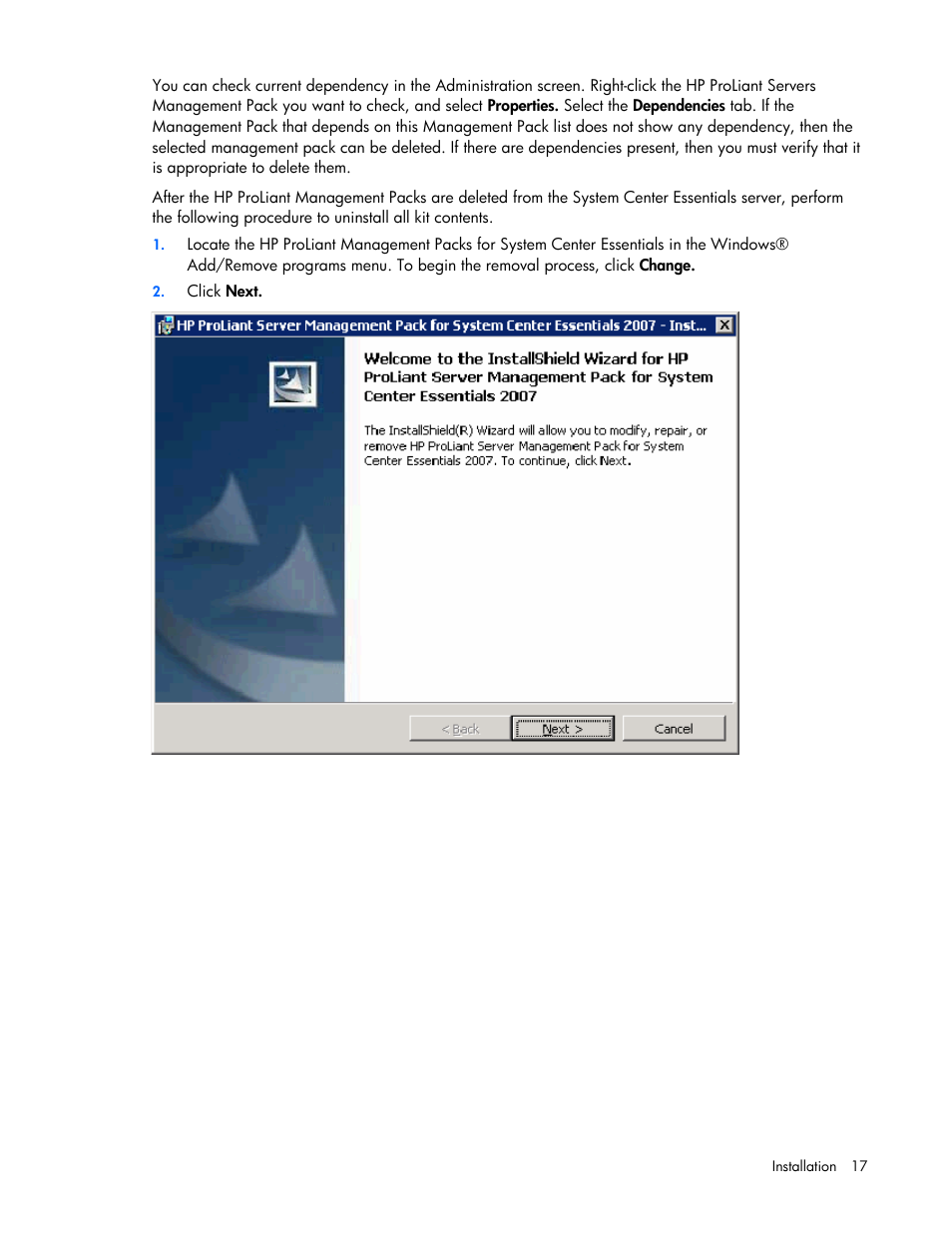 HP Server Management Packs for Microsoft System Center Essentials User Manual | Page 17 / 86