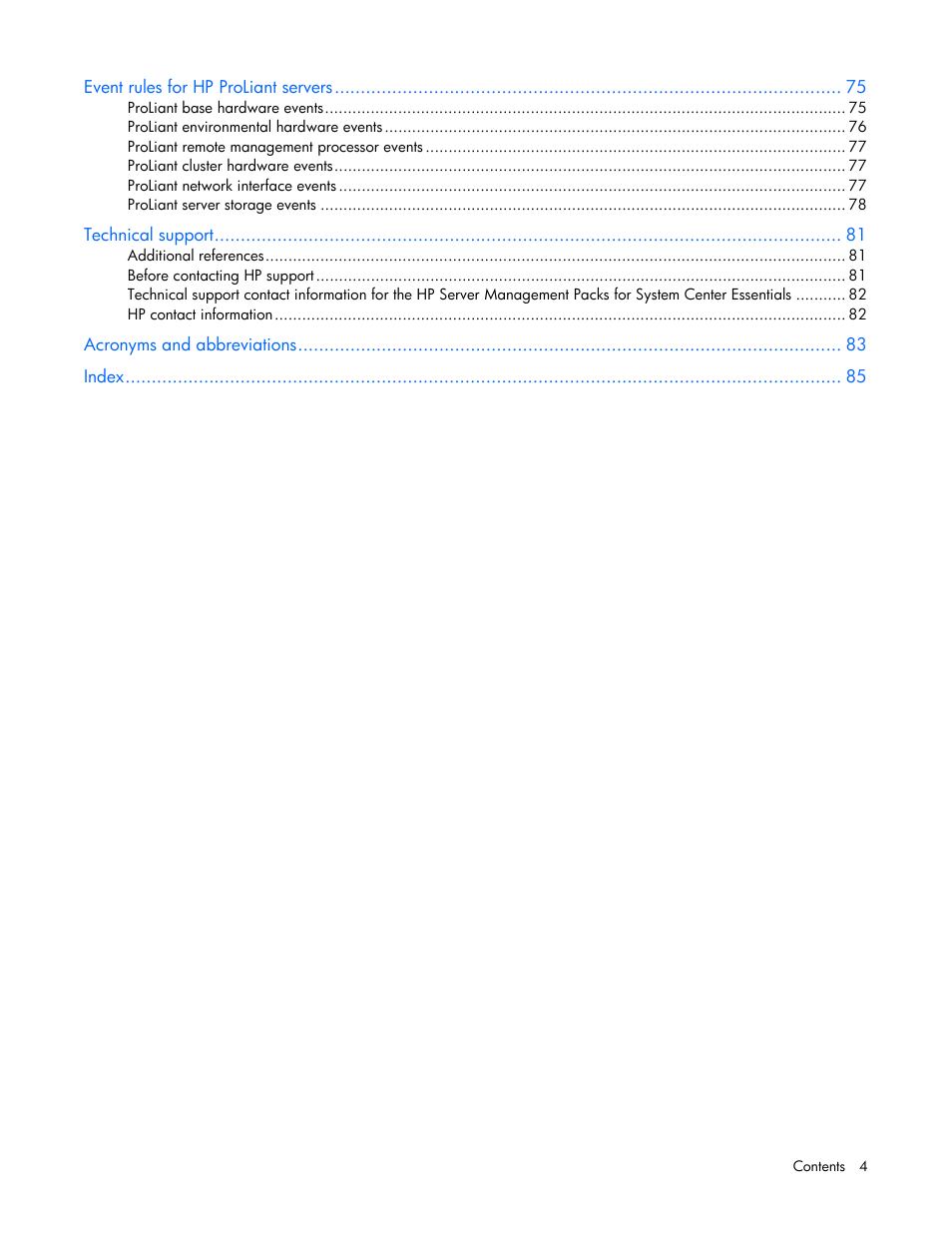 HP Server Management Packs for Microsoft System Center Essentials User Manual | Page 4 / 86