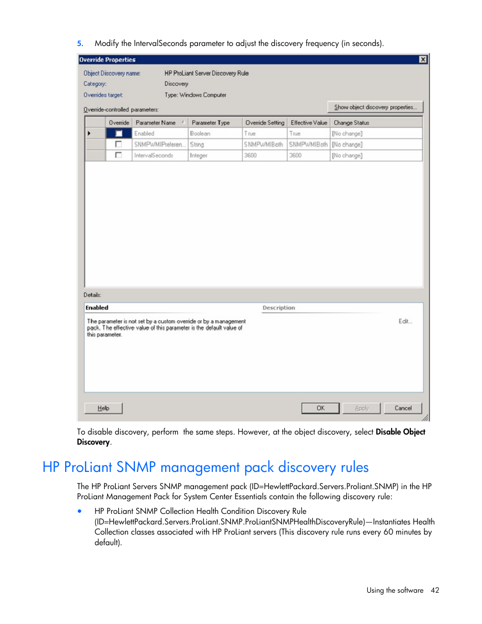 Hp proliant snmp management pack discovery rules | HP Server Management Packs for Microsoft System Center Essentials User Manual | Page 42 / 86