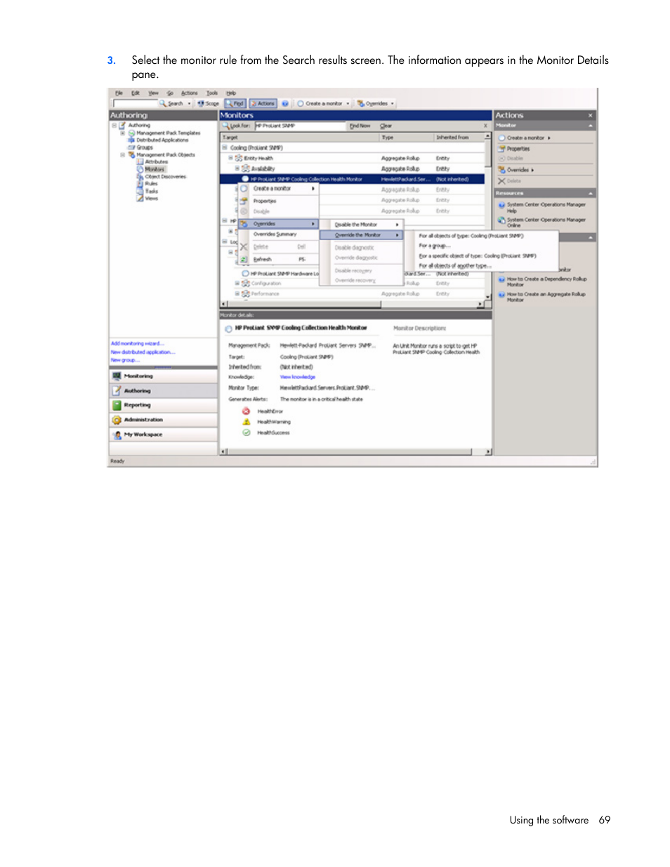 HP Server Management Packs for Microsoft System Center Essentials User Manual | Page 69 / 86