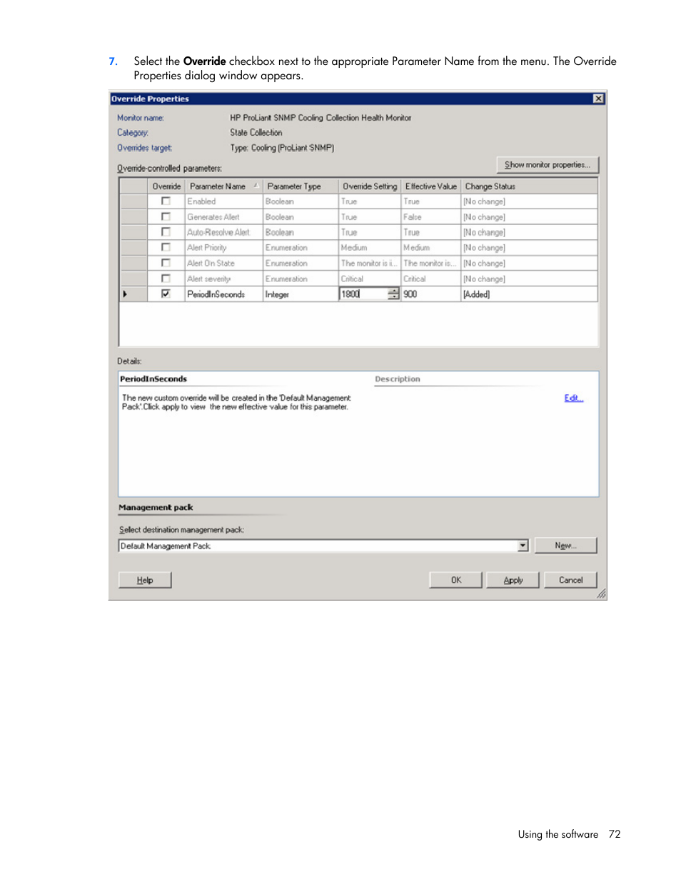 HP Server Management Packs for Microsoft System Center Essentials User Manual | Page 72 / 86