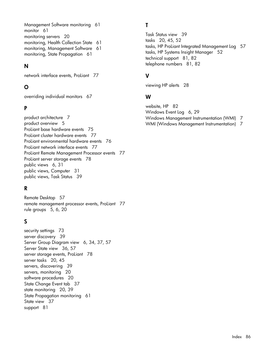 HP Server Management Packs for Microsoft System Center Essentials User Manual | Page 86 / 86