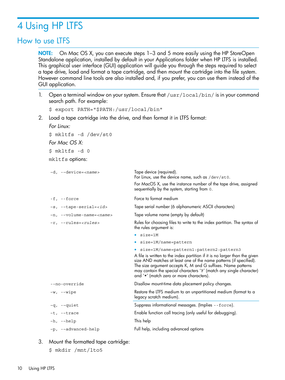 4 using hp ltfs, How to use ltfs | HP StoreEver Ultrium Tape Drives User Manual | Page 10 / 20